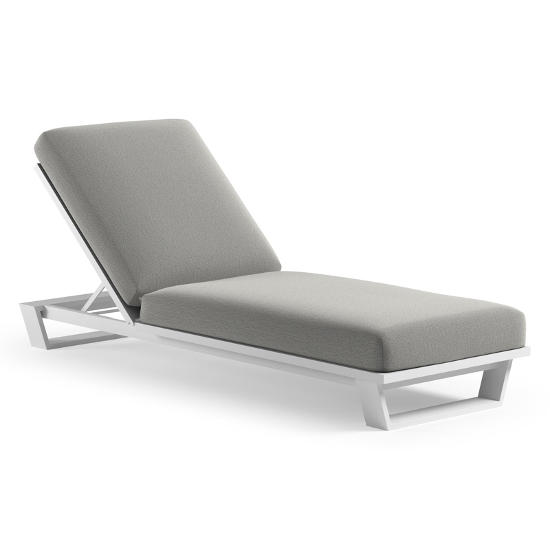 Pagino verstelbaar ligbed in wit aluminium met savane nimbus all weather sunbrella® luxe kussen