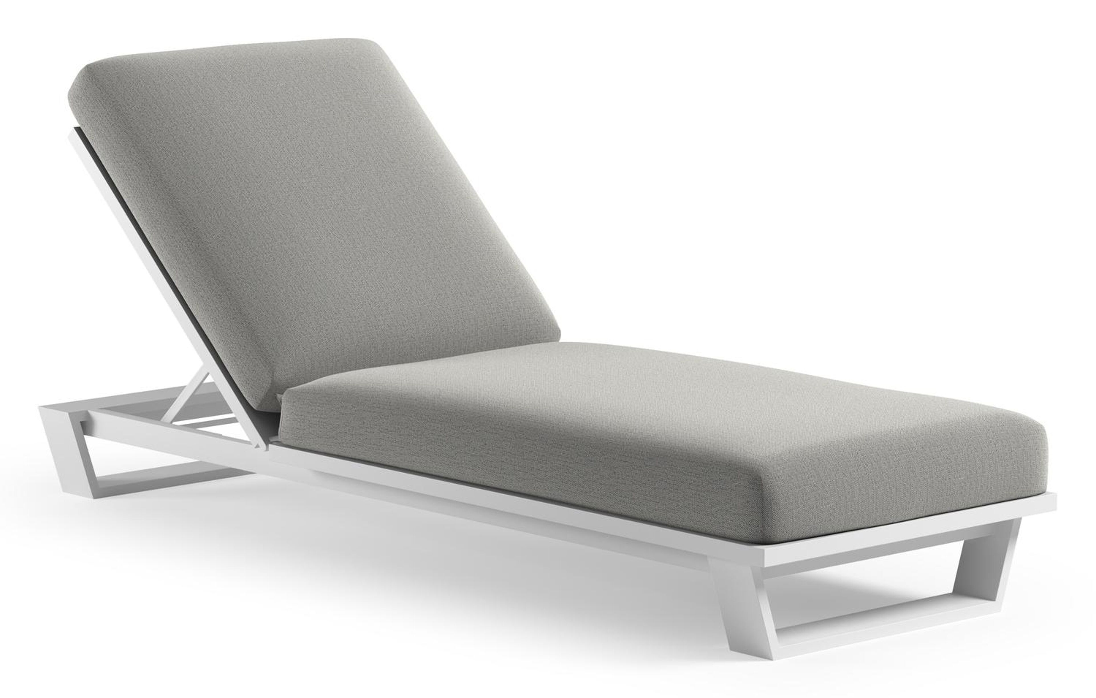 Pagino verstelbaar ligbed in wit aluminium met savane nimbus all weather sunbrella® luxe kussen