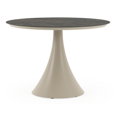 Fano tuintafel rond in beige aluminium en volkeramiek Black Obsession - Dia. 110 x H 75 cm