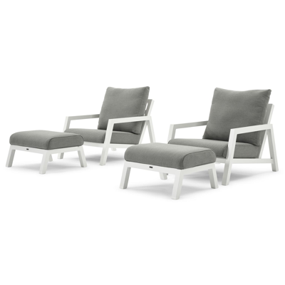 Zen'so balkonset in wit aluminium met natte charcoal chine Sunbrella premium kussens