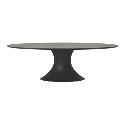 Fano tuintafel ovaal in zwart aluminium en volkeramiek aspen grey - L 240 x B 135 x H 75 cm