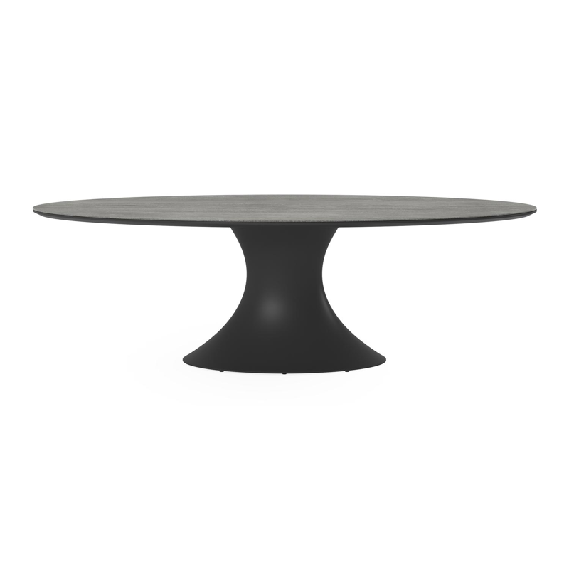 Fano tuintafel ovaal in zwart aluminium en volkeramiek aspen grey - L 240 x B 135 x H 75 cm