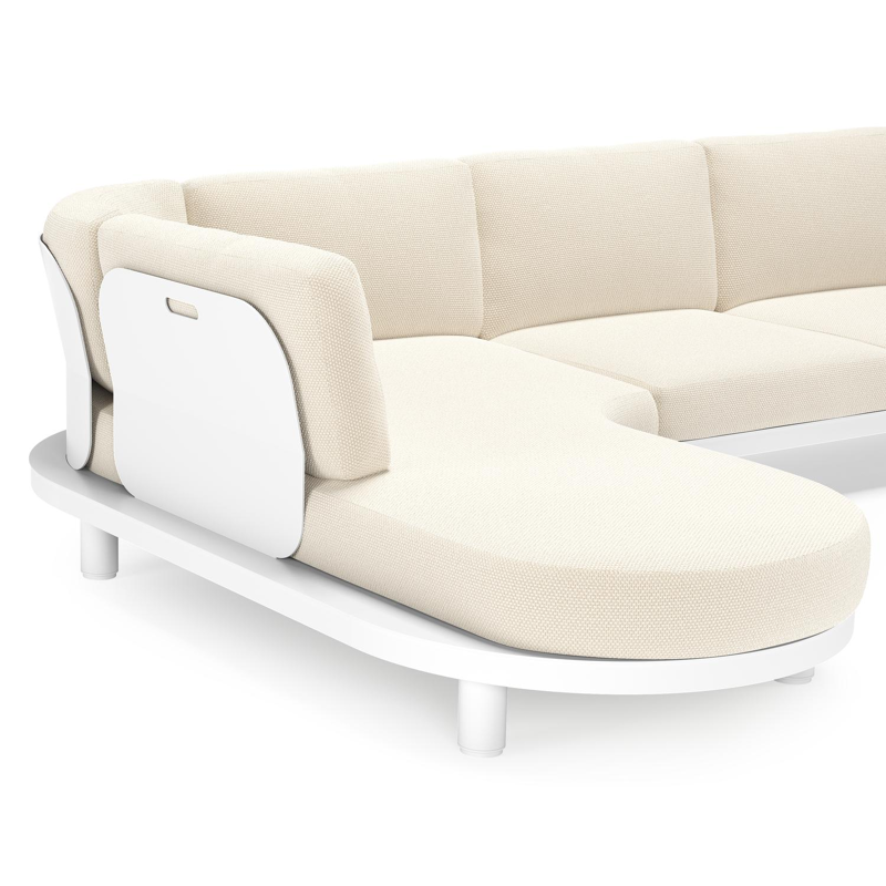 Donato loungehoek in wit aluminium met all weather cosytica Althea Off White kussen