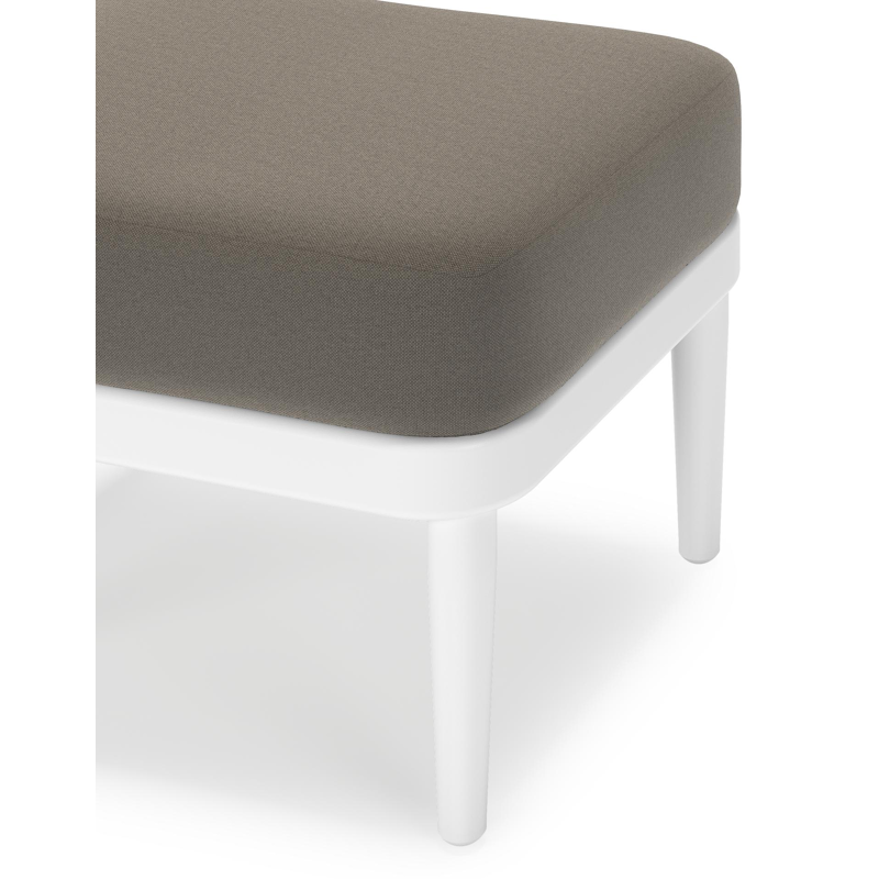 Pouf Orso en aluminium blanc et coussins en all weather sunbrella® luxe Natte Carbon Beige