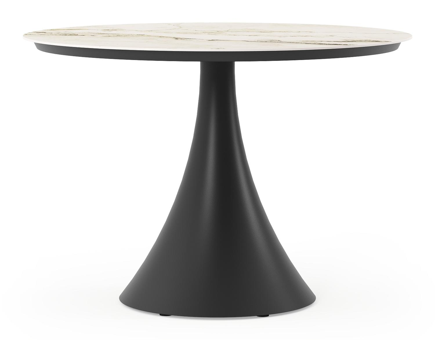 Fano tuintafel rond in zwart aluminium en volkeramiek colorado dunes - Dia. 110 x H 75 cm