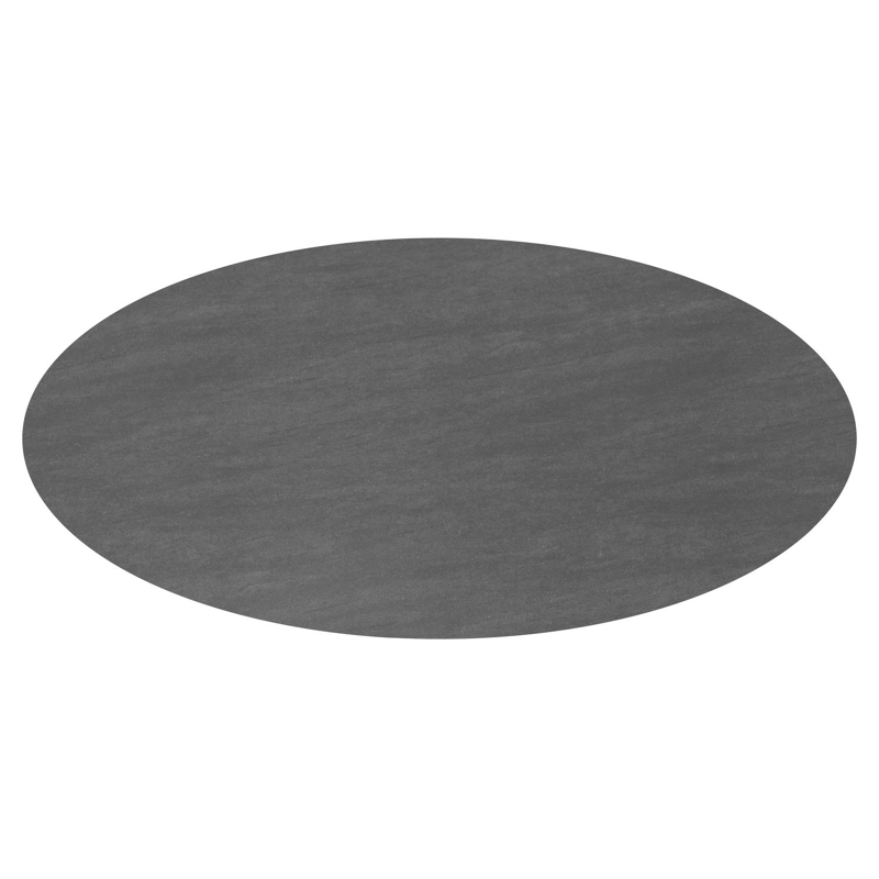 Amico tuintafel ovaal in wit aluminium en volkeramiek Basalt Black - L 260 x B 125 x H 73.5 cm
