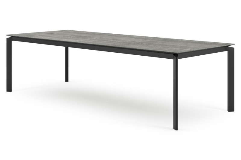 Cirello tuintafel in zwart aluminium en volkeramiek aspen grey - L 280 x B 110 x H 75 cm