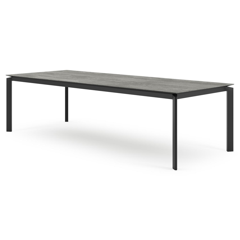 Cirello tuintafel in zwart aluminium en volkeramiek aspen grey - L 280 x B 110 x H 75 cm