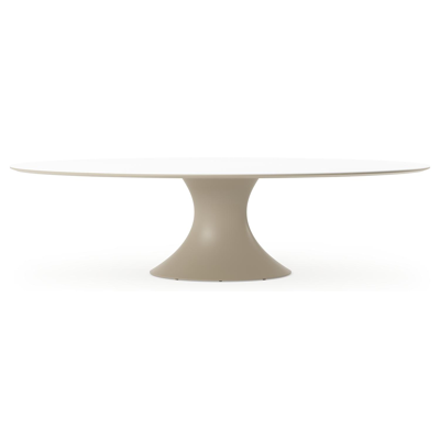 Fano tuintafel ovaal in beige aluminium en volkeramiek Arctic White - L 290 x B 148 x H 75 cm