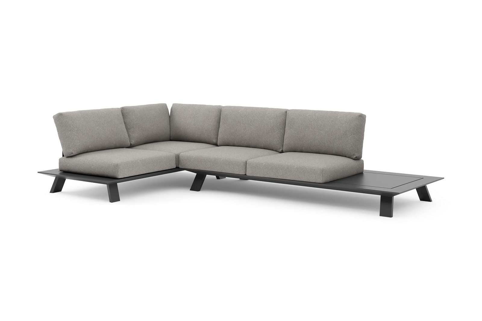 Cesano loungehoek in zwart aluminium met tundra charcoal all weather Sunbrella® luxe kussen