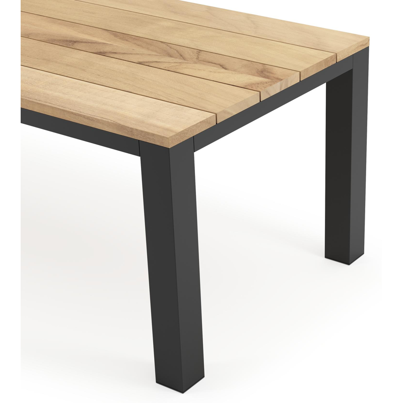Nano tuintafel in zwart aluminium en teak - L 240 x B 100 x H 75 cm