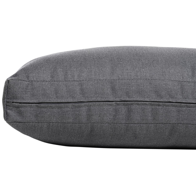 Salon de jardin d'angle Caldela en aluminium noir et polywood avec coussin en gris polyester et table basse