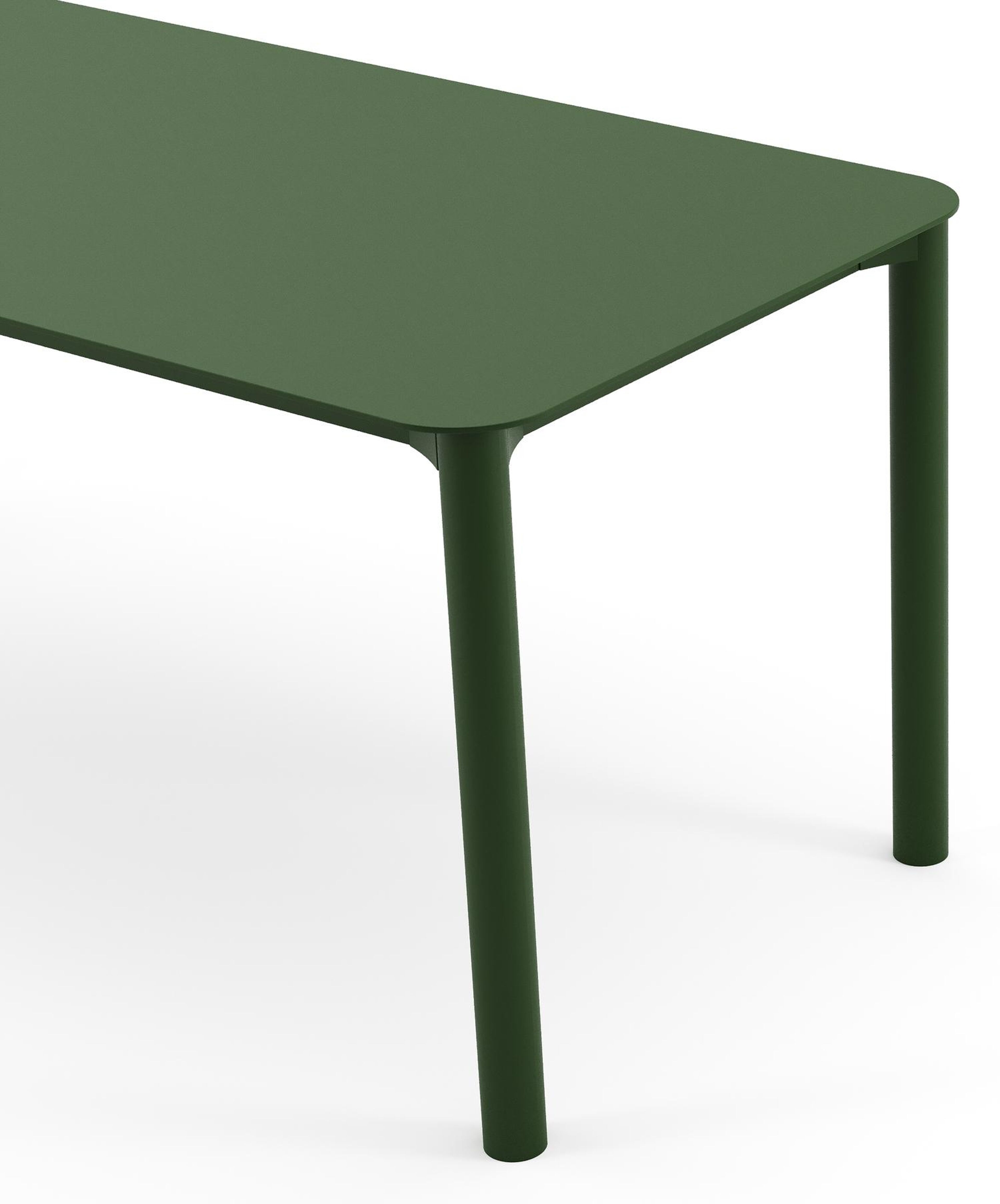 Table de jardin Orso rectangulaire arrondie en aluminium vert - Lg. 200 x Lrg. 80 x Haut. 74,5 cm