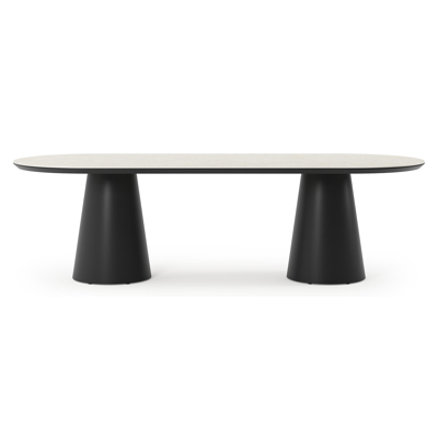 Table de jardin Donato en aluminium noir et céramique pleine shilin - Lg 260 x Larg. 100 x H 74 cm