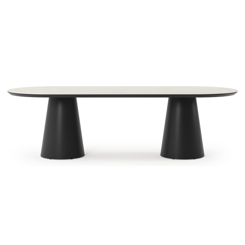 Donato tuintafel in zwart aluminium en volkeramiek shilin - L 260 x B 100 x H 74 cm