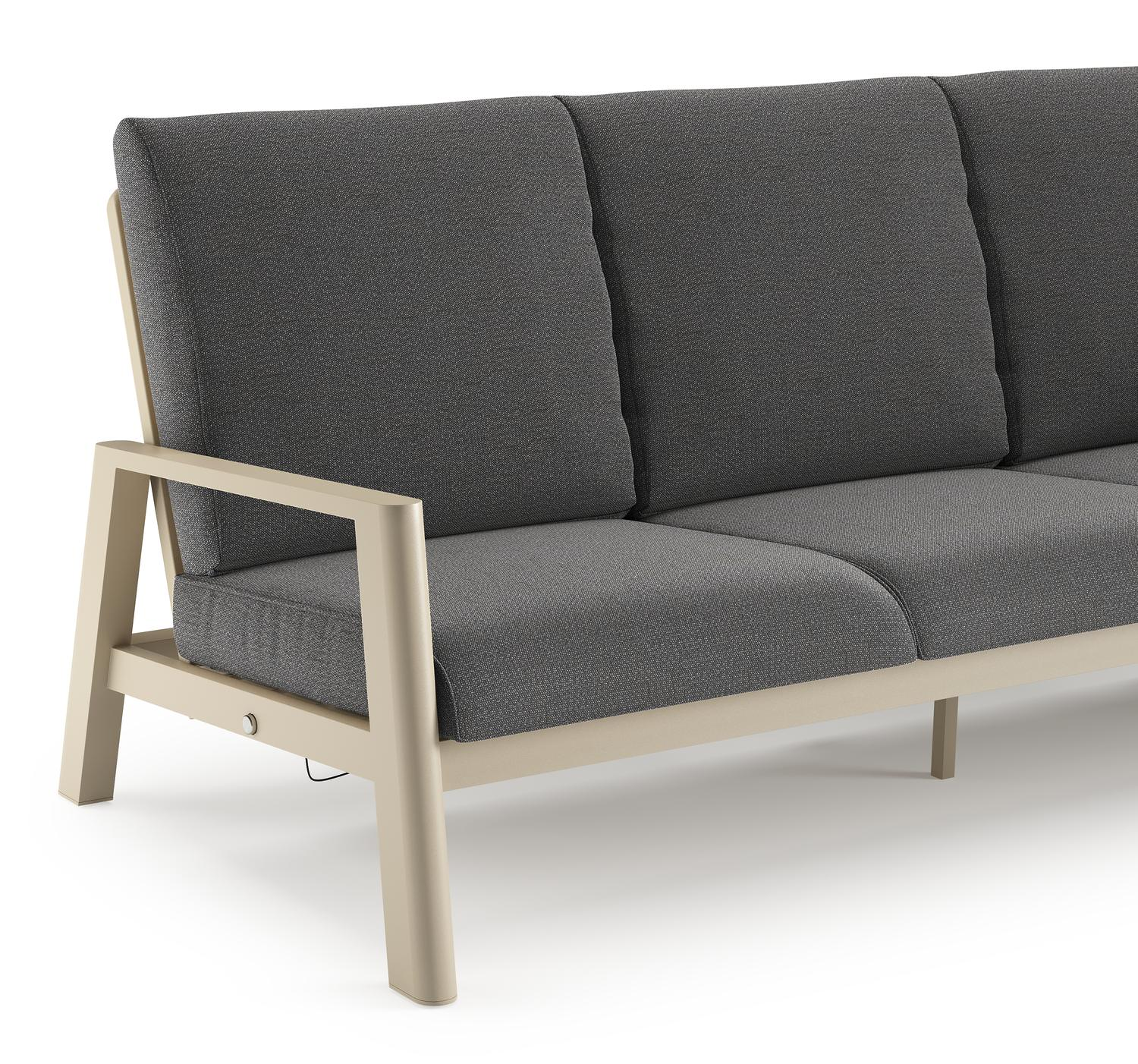 Cirello loungeset in beige aluminium met savane tornado all weather sunbrella® luxe kussens