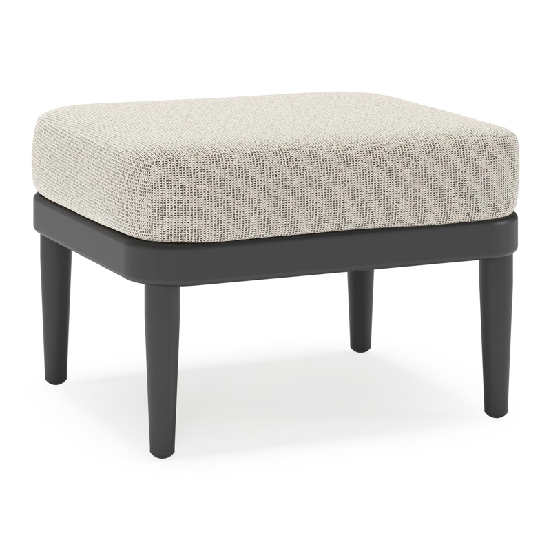 Pouf Orso en aluminium noir et coussins en all weather solica Firenze Sand