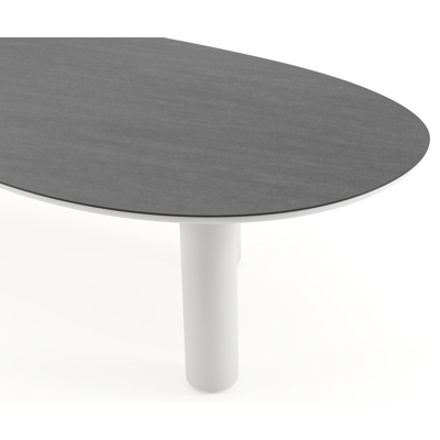 Amico tuintafel organisch in wit aluminium en volkeramiek Basalt Black - L 320 x B 145 x H 73.5 cm