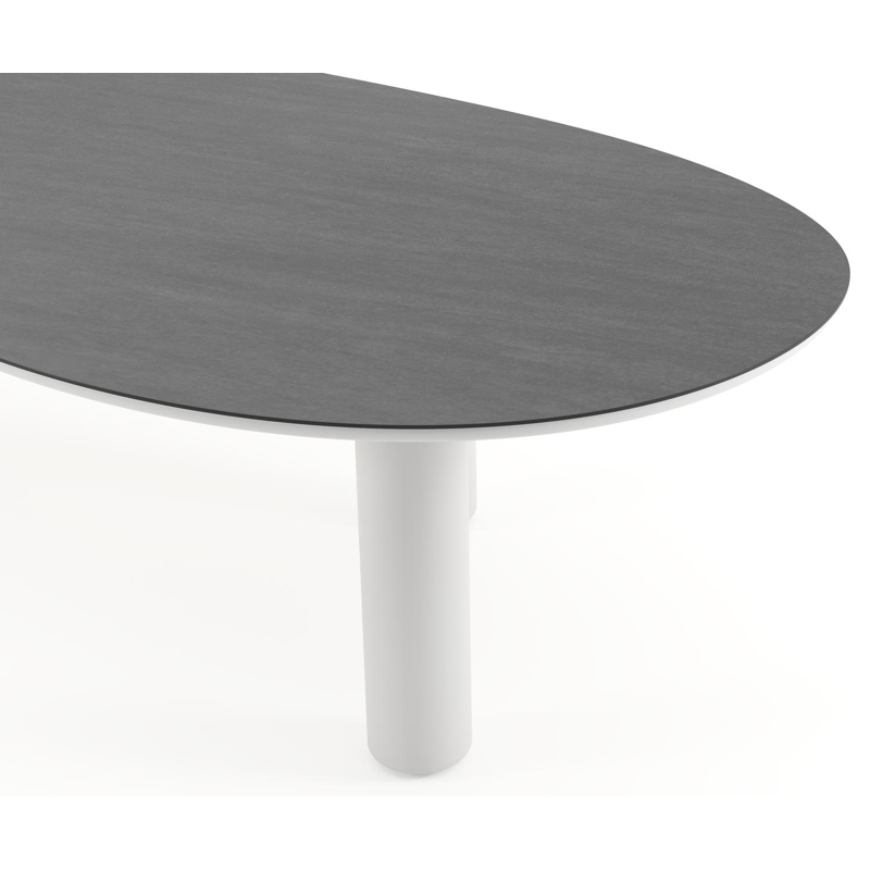 Amico tuintafel organisch in wit aluminium en volkeramiek Basalt Black - L 320 x B 145 x H 73.5 cm