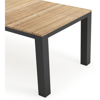 Table de jardin Nano en aluminium noir et teck - Lg 240 x Larg. 100 x H 75 cm