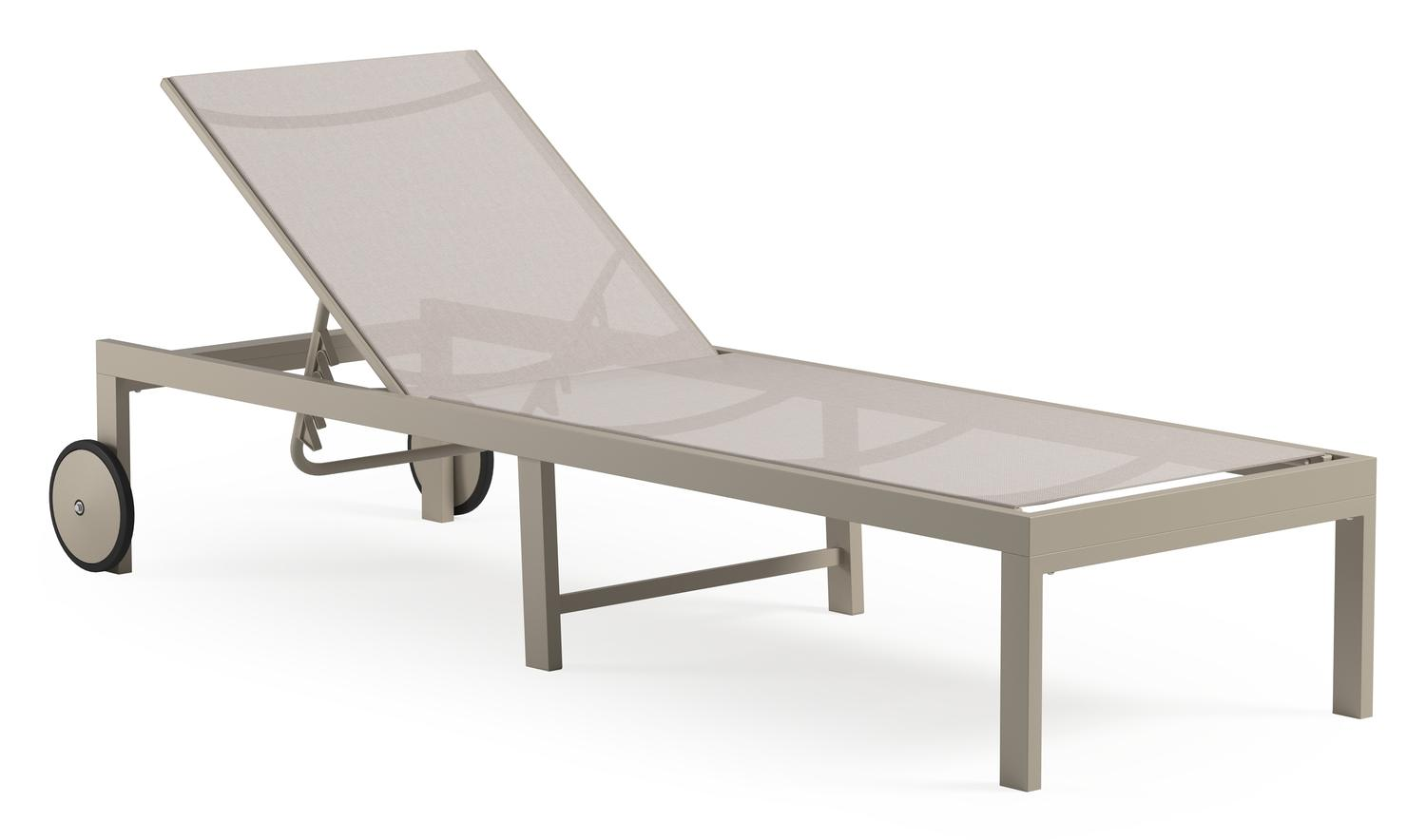 Alba verstelbaar ligbed in beige aluminium en beige single textileen