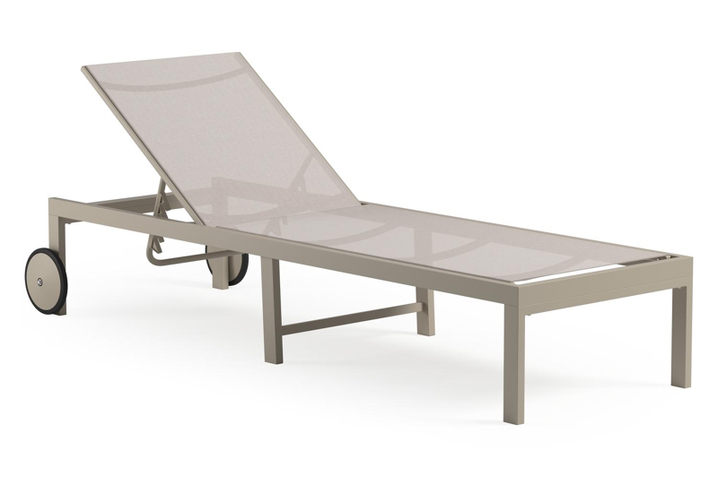 Set van 2 Alba ligbedden in beige aluminium en beige single textileen