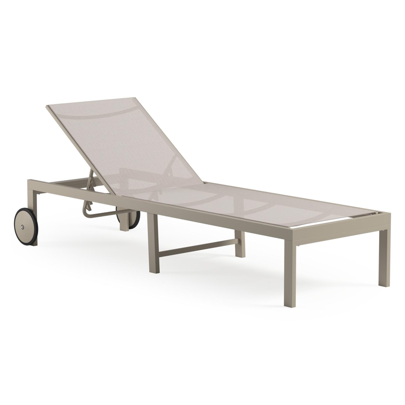 Set van 2 Alba ligbedden in beige aluminium en beige single textileen