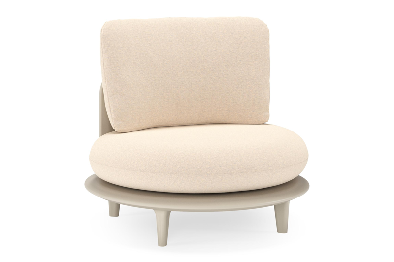 Bomero loungestoel in beige aluminium met heritage papyrus all weather sunbrella® luxe kussen