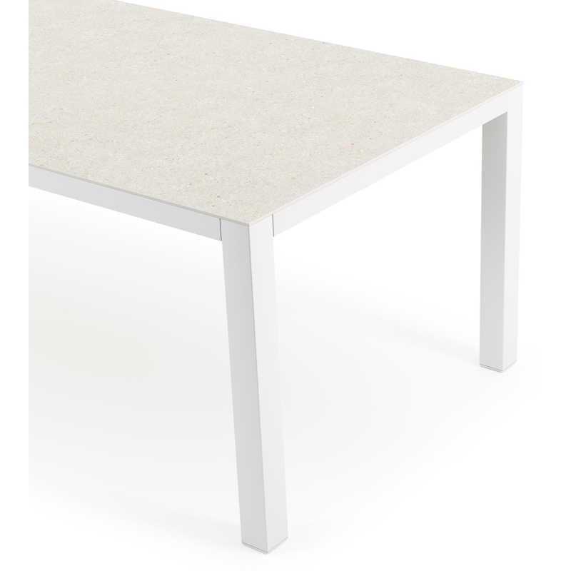 Como tuintafel in wit aluminium en volkeramiek shilin - L 240 x B 100 x H 75 cm