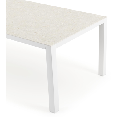Como tuintafel in wit aluminium en volkeramiek shilin - L 240 x B 100 x H 75 cm