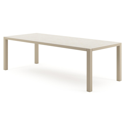 Table de jardin Como rectangulaire en aluminium beige et céramique pleine Shilin - Lg. 240 x Lrg. 100 x Haut. 73 cm