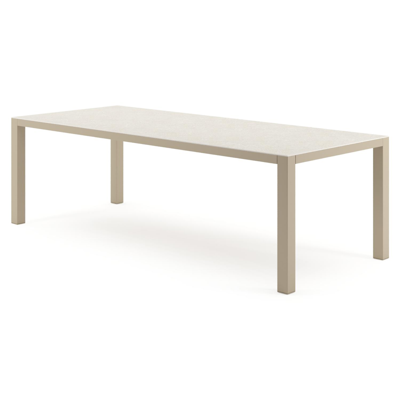 Como tuintafel rechthoekig in beige aluminium en volkeramiek Shilin - L 240 x B 100 x H 73 cm