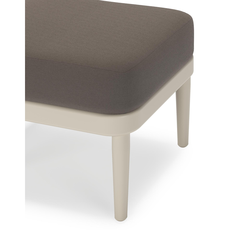 Pouf Orso en aluminium beige et coussins en all weather sunbrella® luxe Natte Nature Grey