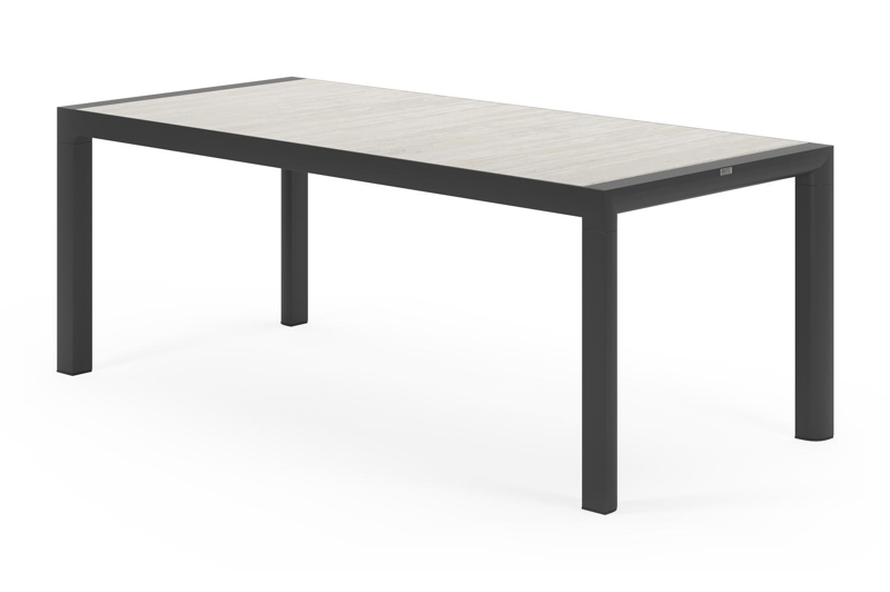 Madura tuintafel in zwart aluminium en volkeramiek grijs - L 195 x B 90 x H 74 cm