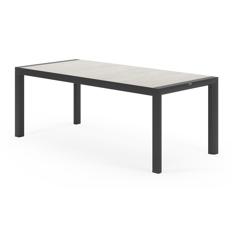 Madura tuintafel in zwart aluminium en volkeramiek grijs - L 195 x B 90 x H 74 cm
