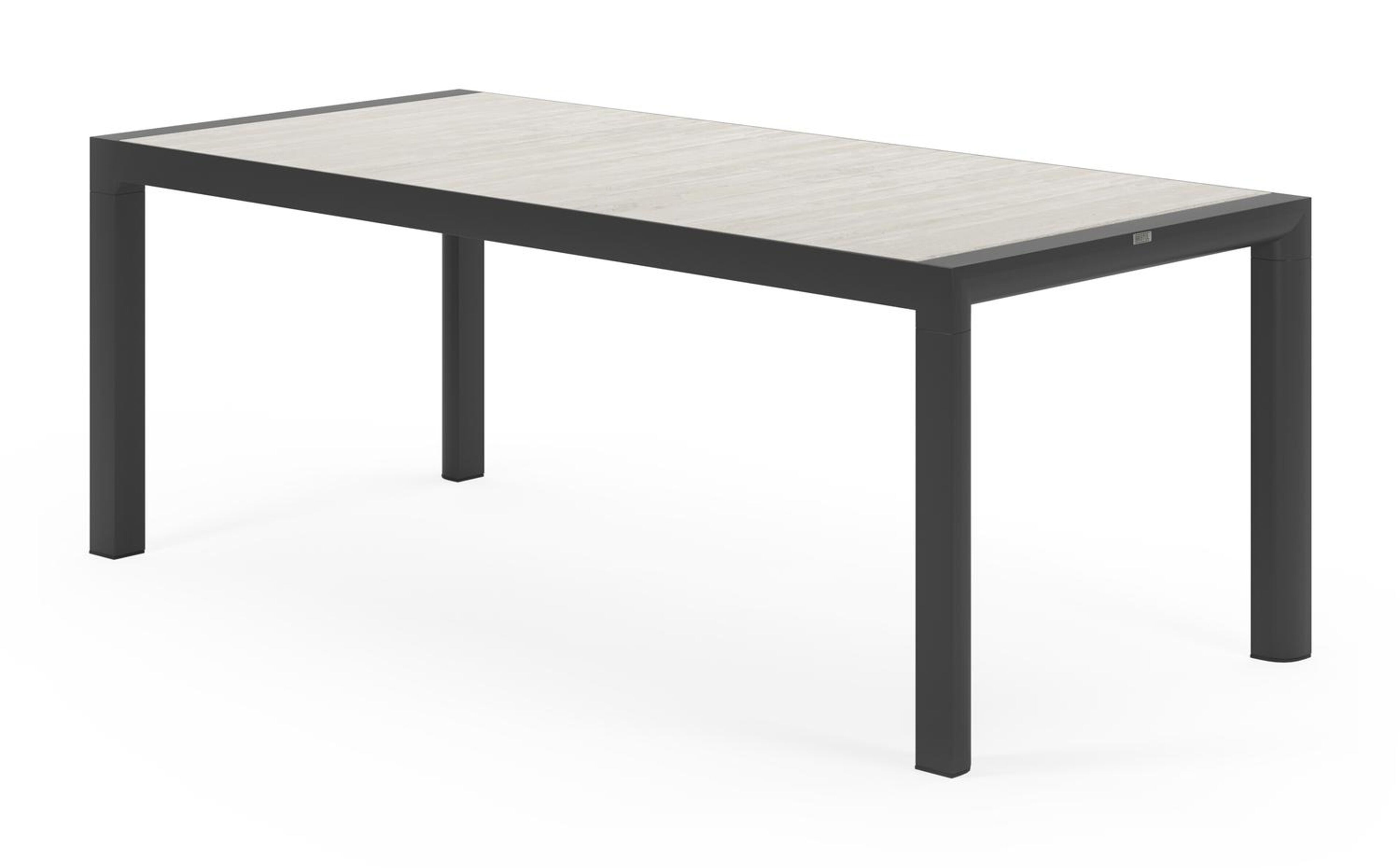 Madura tuintafel in zwart aluminium en volkeramiek grijs - L 195 x B 90 x H 74 cm