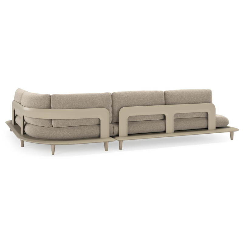 Bomero loungehoek in beige aluminium met chartres pewter all weather sunbrella® luxe kussen