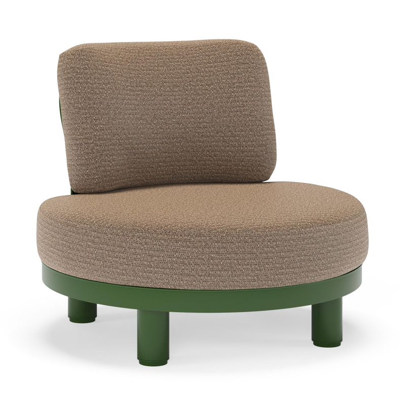 Donato loungestoel in groen aluminium met all weather solica Firenze Bamboe kussen