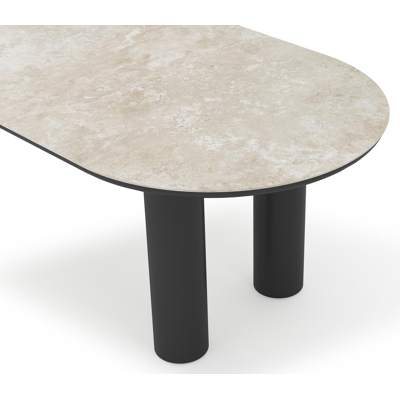 Organo tuintafel ovaal in zwart aluminium en volkeramiek Rapolano L 260 x B 100 cm
