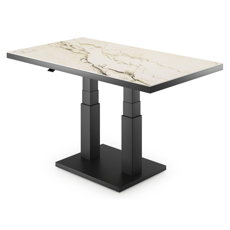 Cirello loungetafel in zwart aluminium en colorado dunes volkeramiek - L 140 x B 80 x H 71 cm