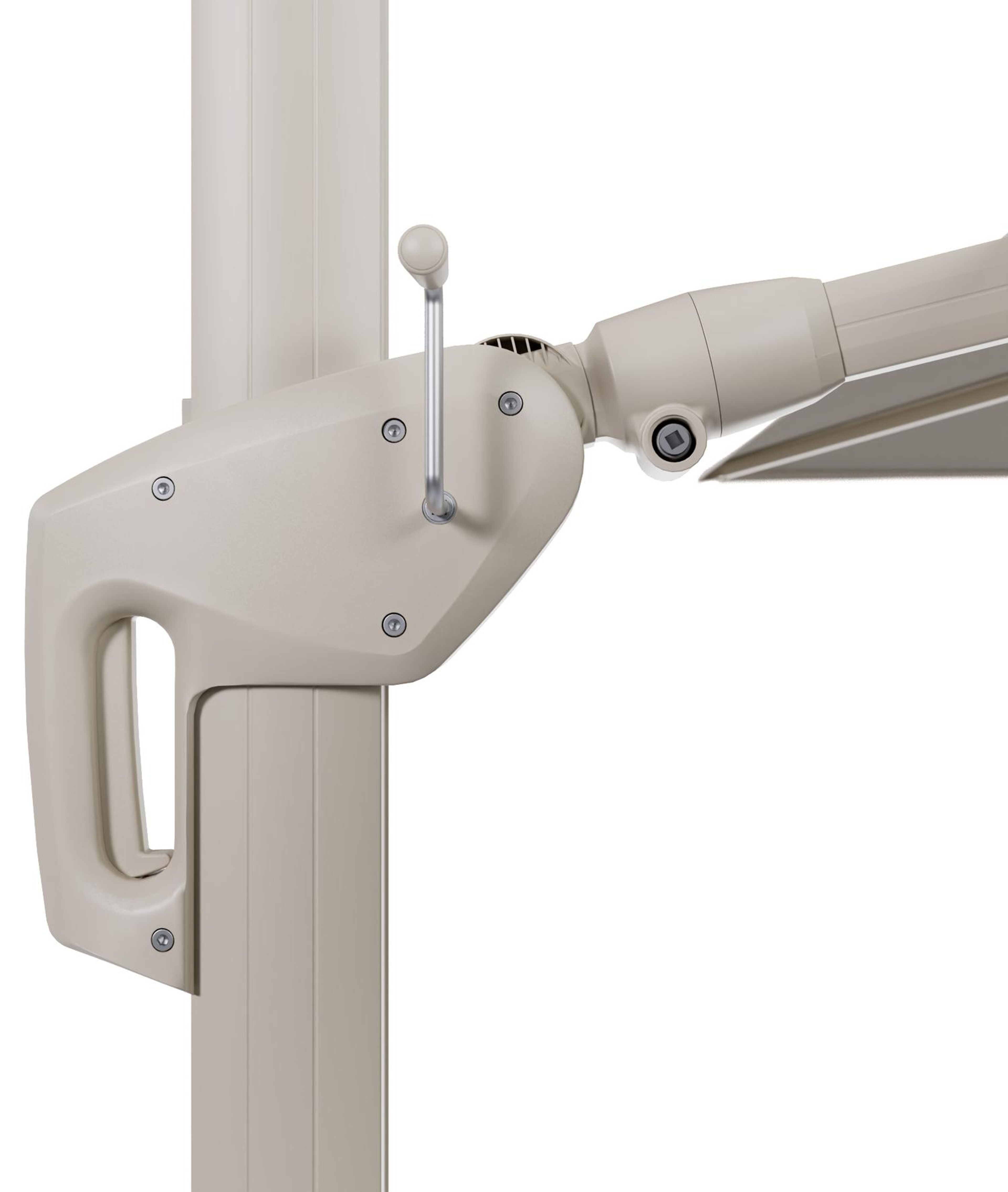 Parasol pendant Minore avec fonction tilt en aluminium beige et toile de parasol All Weather Sunbrella® Luxe Lopi Marble - Lg.1: 400 x Lg.2: 300 cm (sans pied de parasol)