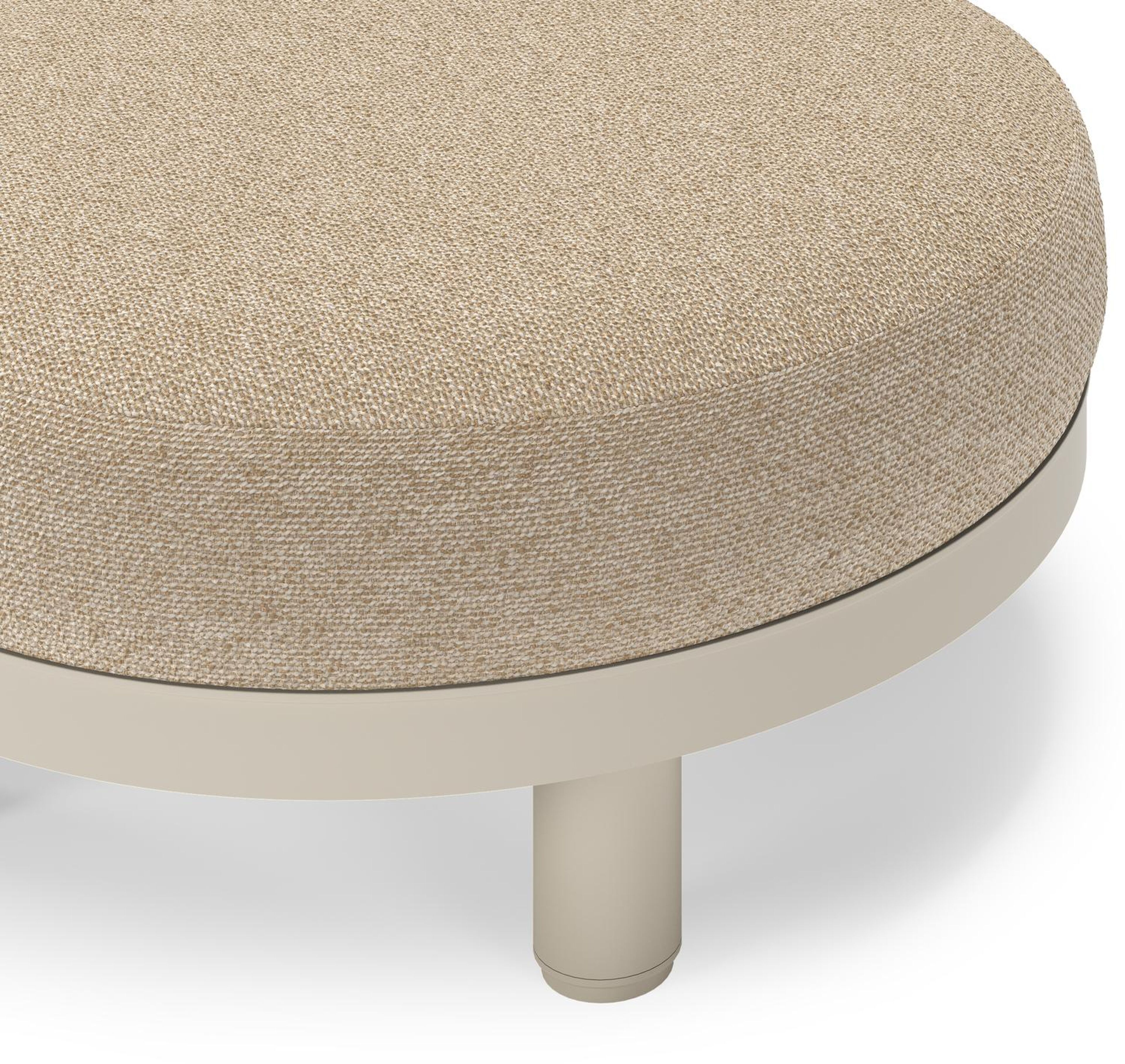 Salon de jardin pouf Donato en aluminium beige et coussins en all weather cosytica Madagascar Oak