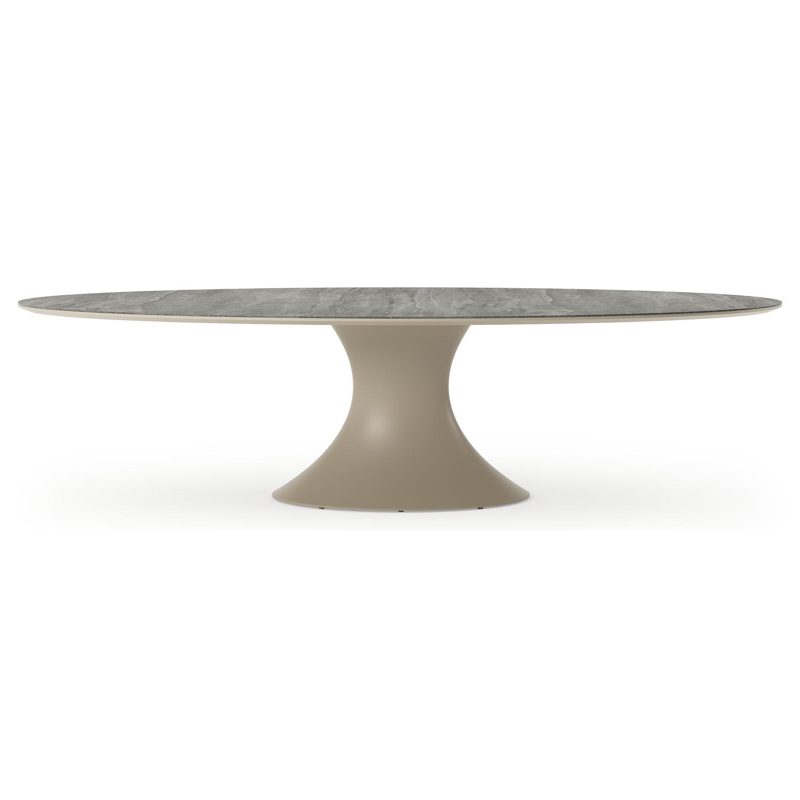 Fano tuintafel ovaal in beige aluminium en volkeramiek Aspen Grey - L 290 x B 148 x H 75 cm