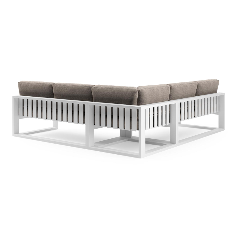 Verato loungehoek in wit aluminium met wander manioc all weather sunbrella® luxe kussen