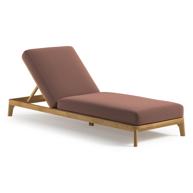 Orso verstelbaar ligbed in teak met savane rust all weather Sunbrella® luxe kussen