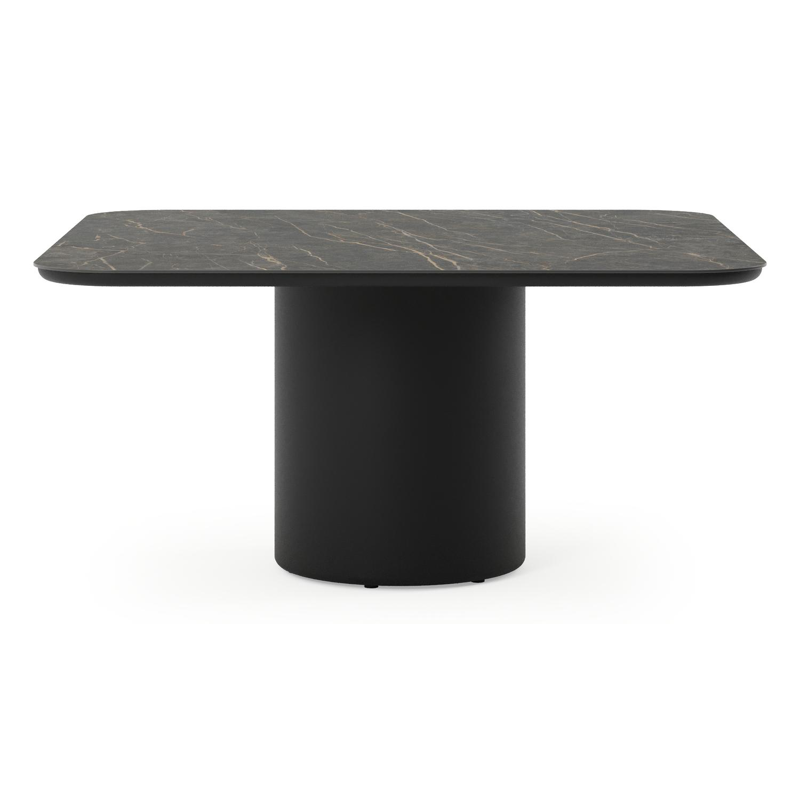 Amico tuintafel afgerond vierkant in zwart aluminium en volkeramiek Black Obsession - L 148 x B 148 x H 73.5 cm
