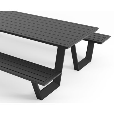 Sevilla picknicktafel in zwart aluminium - L 280 x B 175,5 x H 71 cm