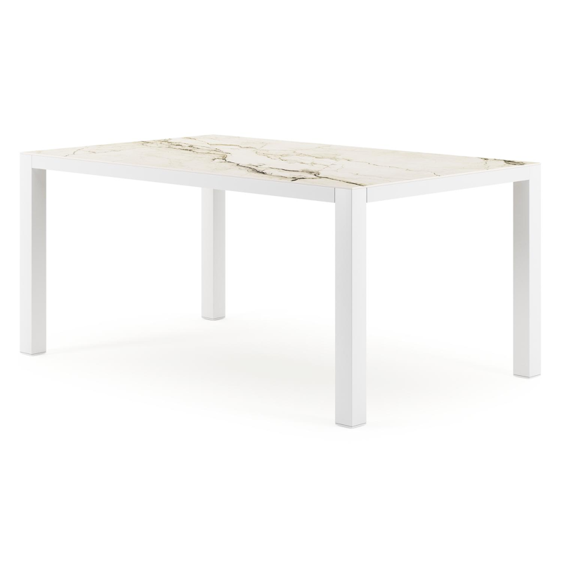 Como tuintafel rechthoekig in wit aluminium en volkeramiek colorado dunes - L 160 x B 100 x H 75 cm
