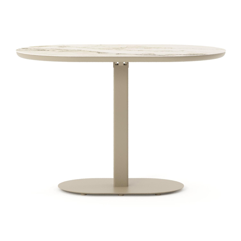 Teramo kantelbare tuintafel bombo in beige aluminium en volkeramiek Colorado Dunes - L 110 x B 70 x H 74 cm