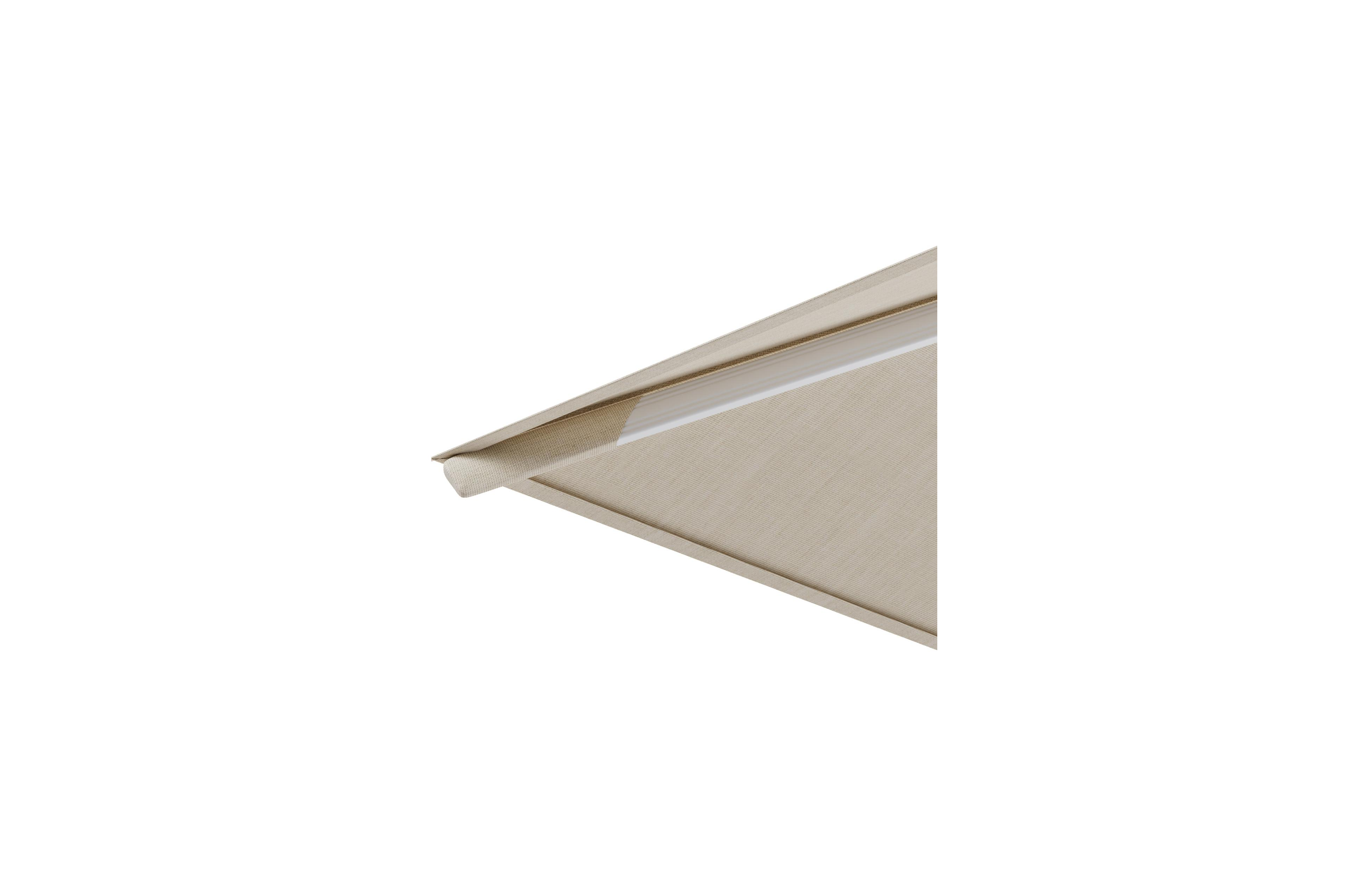 Rufina zweefparasol met tiltfunctie in wit aluminium met beige all weather sunbrella® premium parasoldoek - L1 300 x L2 300 cm (zonder voet)